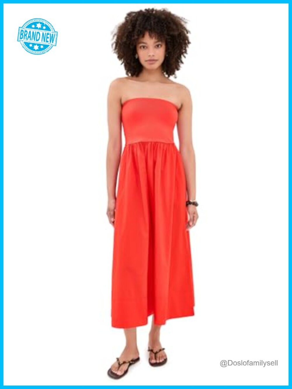 Strapless A-Line Midi Dress Lightweight Stretch Jersey Pullover Casual